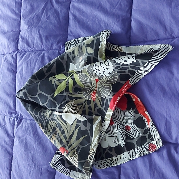 Vintage Floral Silk Neck Scarf - Picture 1 of 6